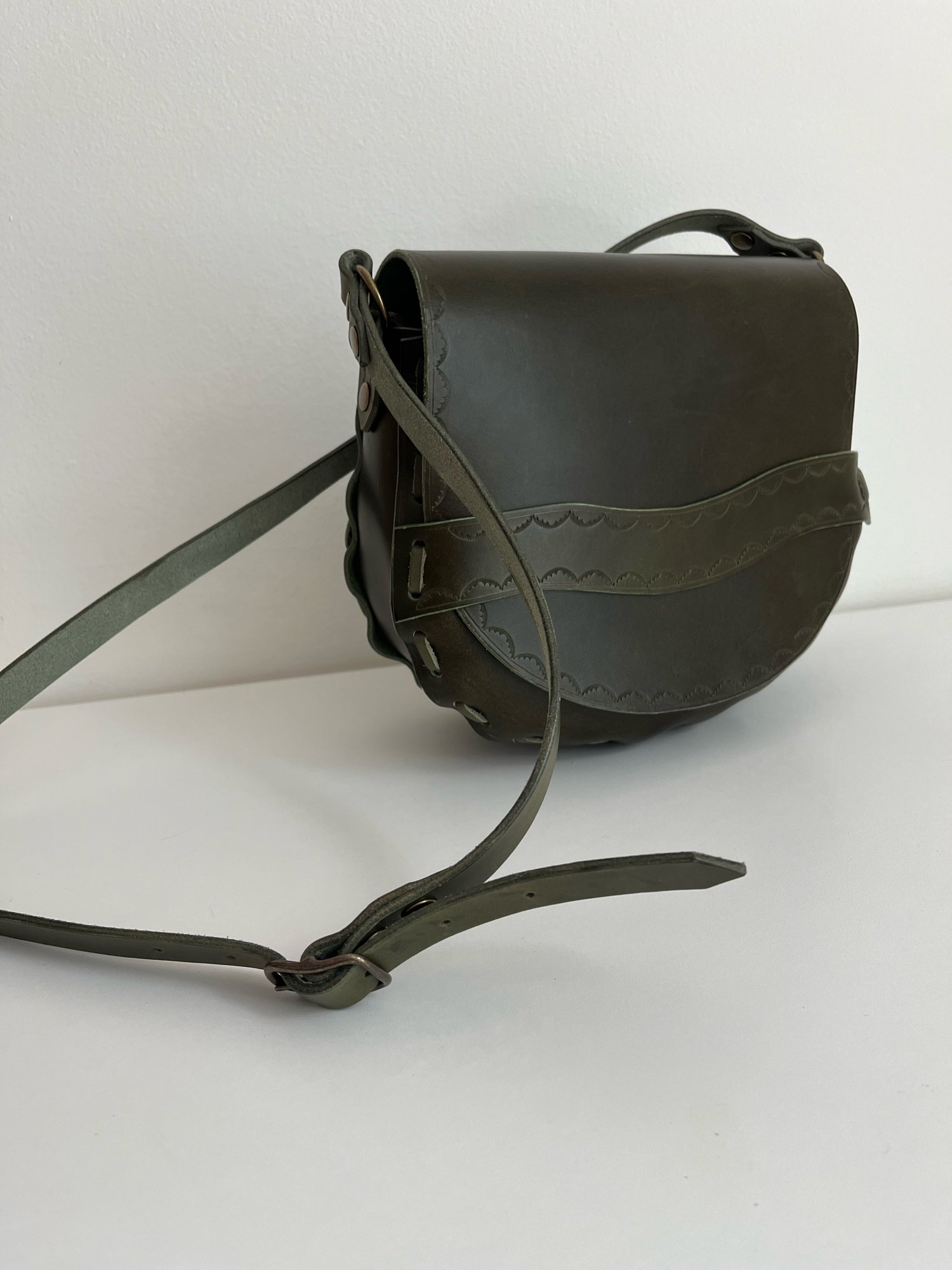 Image of Olive Vachetta Crossbody Saddle Bag