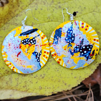 Image 3 of Upcycle Wooden Abstract Splash Earrings.