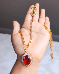 Image 5 of GP_2016_American Daimond Pendant with Gold Plated Necklace Set