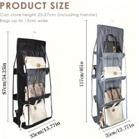 Image 4 of 1pc LDQ Multi-Layer Handbag Organizer with 8 Pockets - Foldable Oxford Cloth Hanging Storage Rack, S