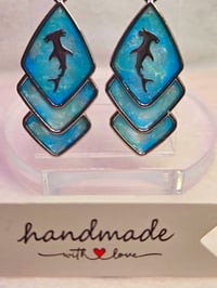 Image 1 of Handcrafted Resin Hammerhead Shark Earrings 