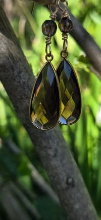 Image 6 of Slim Smoky Teardrop Earrimg
