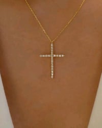 Image 1 of Rhinestone Cross Charm Necklace