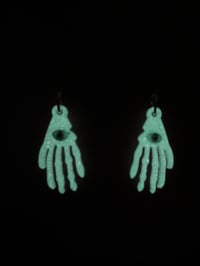 Image 3 of Pink skeleton hand earrings