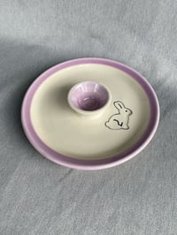 Image 2 of Rabbit Decorated Egg Plate PINK 