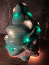 Green And White Spider Themed Ceramic Gnome Night Light Lamp