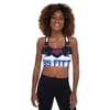 BOSSFITTED White Neon Pink and Blue Padded Sports Bra