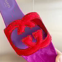 Image 17 of GG Color Block Suede Slides
