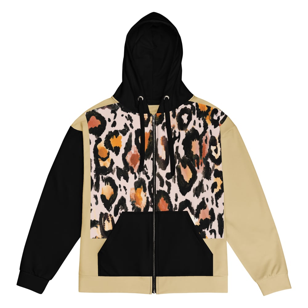 Image of Unisex zip Leopard hoodie