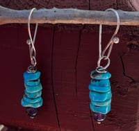 Image 3 of Turquoise & Amethyst Stacker Earrings 