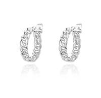 Image 1 of Oppulence Chain Detailed Huggie Hoop Earrings