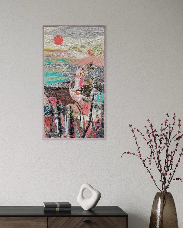'Awakening' - art quilt painting, 84x46cm Image 3