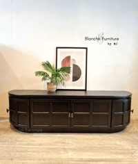 Image 5 of Long Curved Nathan Sideboard in Black with Antique Bronze Handles