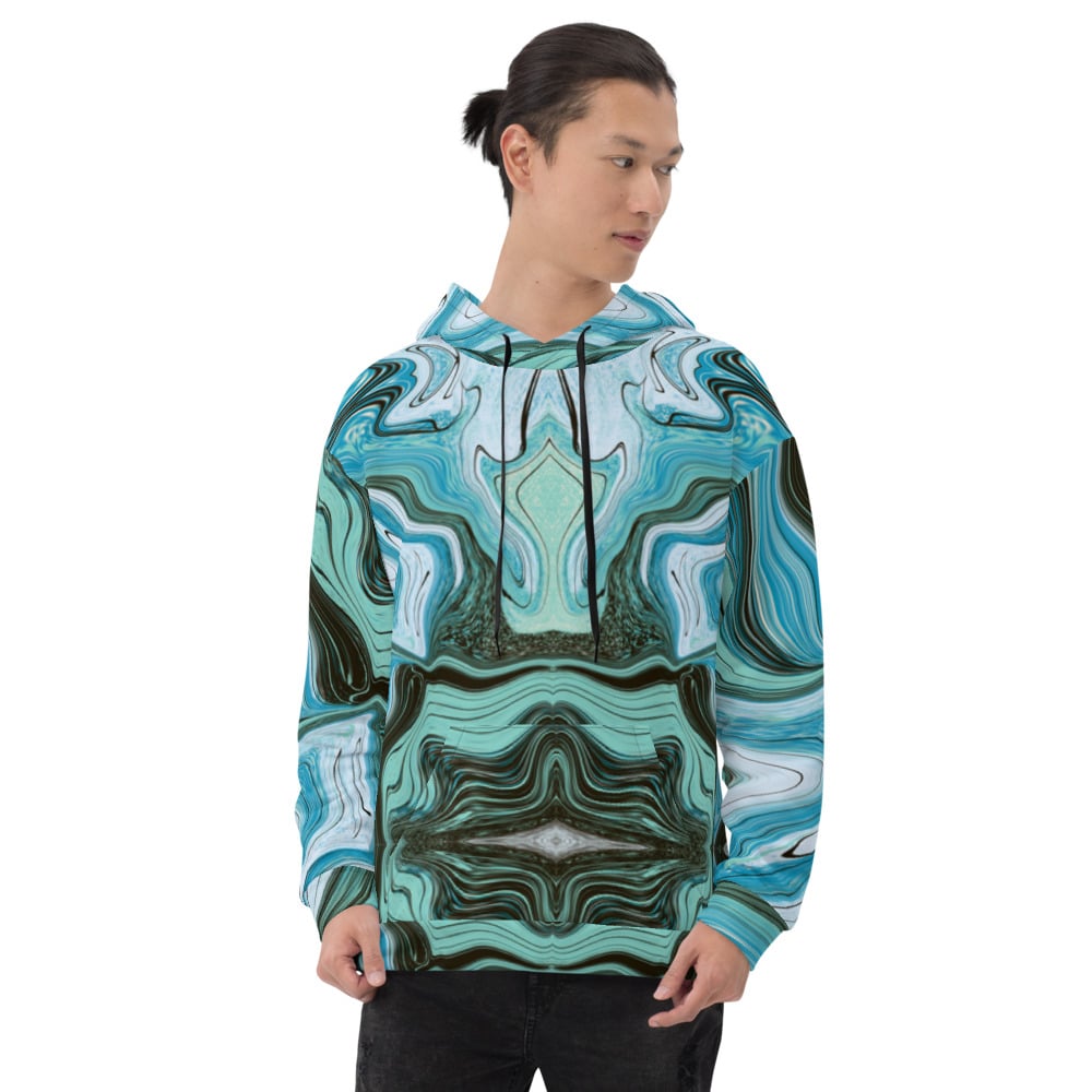 Image of limited edition - SYMBIOSIS Art-Space Unisex Hoodie blaugrün