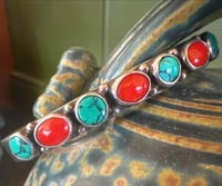 Image 7 of G. Natan  coral and Turquoise stacker cuff 