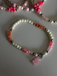 Image 5 of Pastel Gummy Bear Tumbler Bracelet Stack | Peach & Pink Cup Accessory