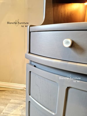 Image of Nathan Corner Drinks Cabinet unit with light in grey - with geometric styled mirrors