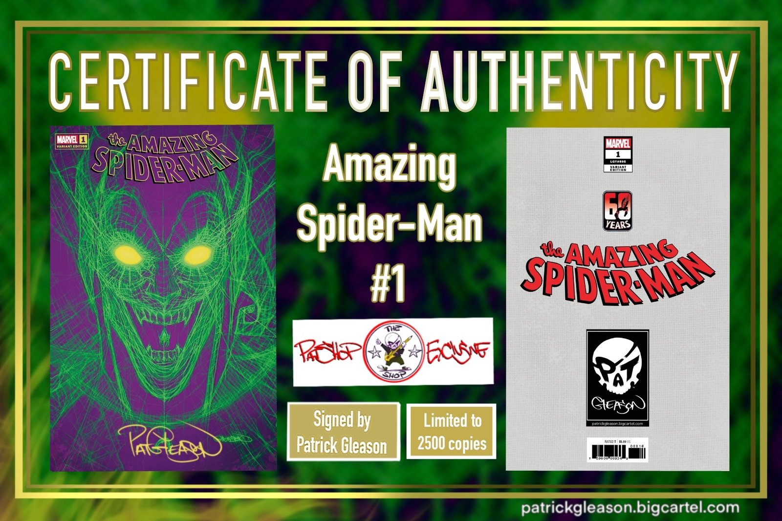 The amazing Spider-Man green goblin selling original sketch with authentic autographs