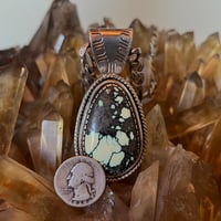 Image 2 of Heavy Peacock Turquoise Pendant - 22”
