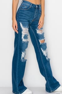 Image 4 of HIGH WAISTED STRETCHY WIDE LEG JEANS