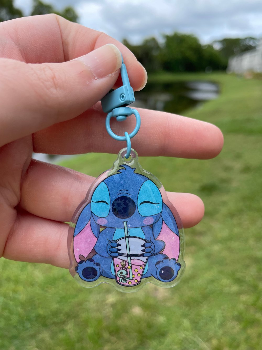 Image of Blue Alien Plush Pillow & Acrylic Keychain