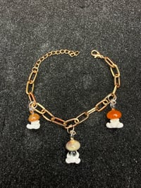 Image 3 of Orange Glass mushroom charm bracelet 