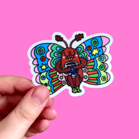 Image 1 of Moth having a cuppa sticker 🌈 