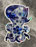 Octopus Girl Vinyl Sticker With Shimmer Ice Effect 