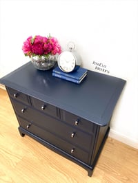 Image 2 of Upcycled Stag Minstrel Chest Of Drawers painted in navy blue