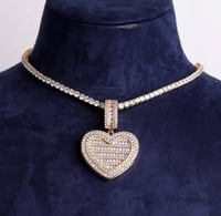 Image 1 of Iced Locket Heart Necklace 