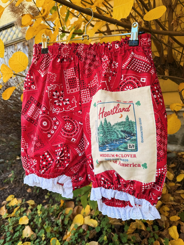 Image of High Waisted Ruffle Bloomer Shorts — Heartland Red Bandana