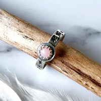 Image 1 of Handmade Steing Silver Celestial Starry Pink Opal Ring 925