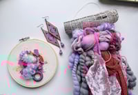 Image 1 of Pink & Purple Fiber Art Pack | Weaving, Earrings & Embroidery Set