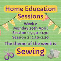Home Ed Session Week 2 - Sewing. Monday 20th April. Cabbage Rose, Leek. 