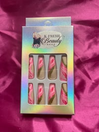 Image 1 of Nails - Long (Pink Gold Design)