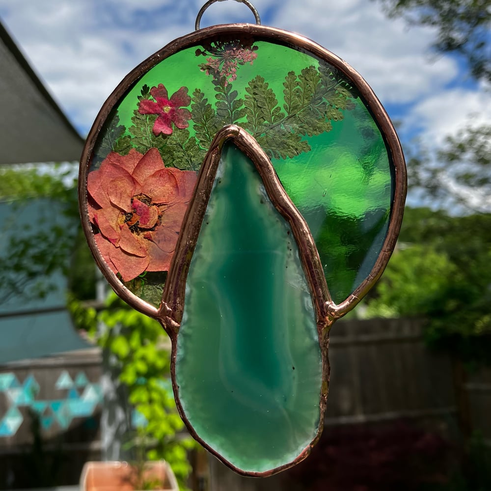 Image of Green Floral Agate Slice