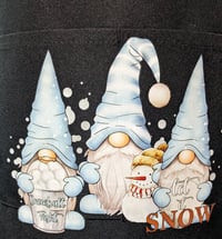 Image 4 of Snowflake Gnomes Apron (black)