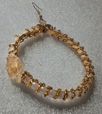 Image 7 of Golden Pearl Rose Statement Hoops