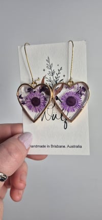 Purple Pressed Flower Resin Earrings  