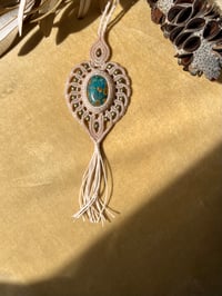 Macrame pendant with ocean jasper and brass