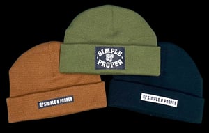 Image of S&P-“Phrases TypeFace + Brand Eyedinity” PatchWork Youth Beanies (Wheat,Olive,Black)