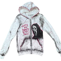 Image 1 of “GHOSTFACE #3” Custom Hand Painted Zip Hoodie XSMALL