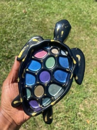 Image 1 of Handcrafted Sea turtle trinket tray - paint pallet - makeup holder - vanity organizer