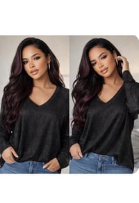 Image 1 of New 1X Sonoma Glitter Black top #574*8