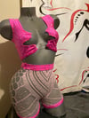 Pink 2pc fishnet short set