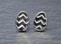 Image 1 of Fine Silver Easter Egg Stud Earrings