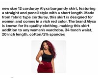Image 3 of New Sz 12 Corduroy Alyxa Burgundy Skirt #542*13