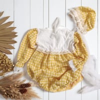 Image 1 of Sitter photoshoot set | Audrey | age 12 months | yellow plaid