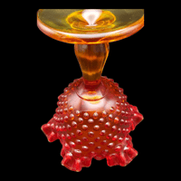 Image 5 of Fenton Hobnail Amberina Ruffled Edge Compote