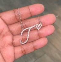 Image 3 of Heart hook  initial name necklace